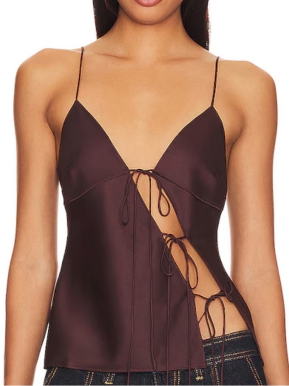 NWT Lioness Mariah Cami Top Satin Brown Size XS /US 2